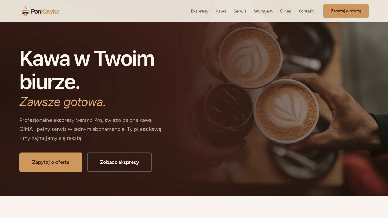Zrzut strony głównej pan-kawka.pl